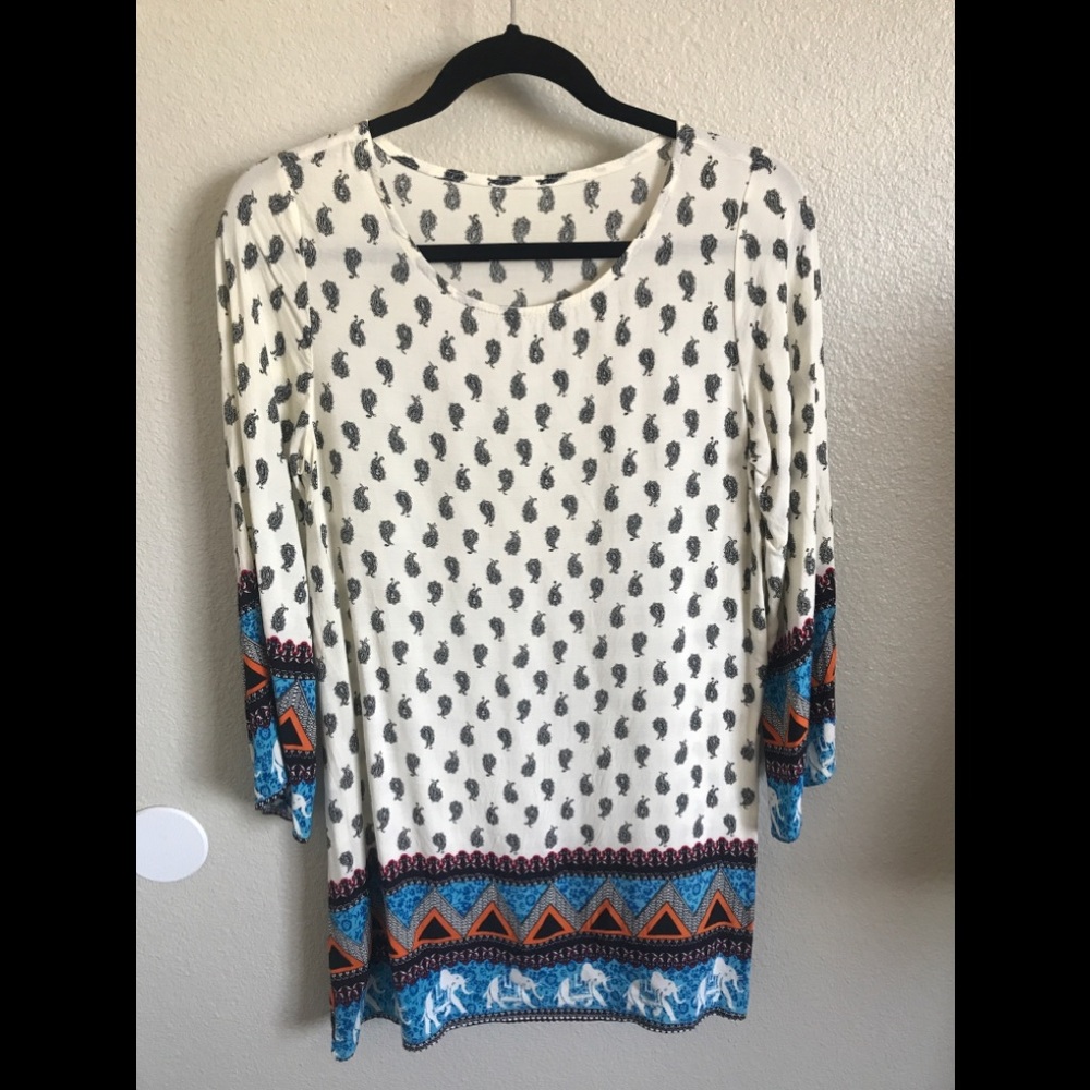 New! Boho Elephant Printed Spring Festival Tunic Indian Dress